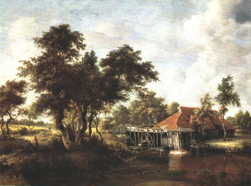HOBBEMA, Meyndert Wooded Landscape with Water Mill wf Sweden oil painting art
